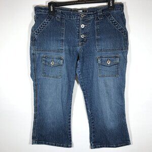 Rave R4R Jeans Women's Juniors 11 Blue Button Fly Denim Cargo Capri Jeans Pants